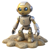 vibrant rustic Robot Emerging From Ground Transparent Background high quality png
