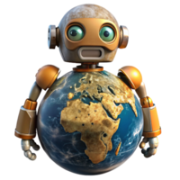 beautiful creative Robot Embedded in Earth Transparent Background original png