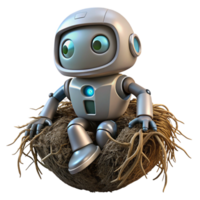 wonderful vintage Robot Embedded in Root System Isolated Element original png