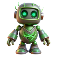 beautiful creative Robot with Glowing Green Roots Isolated Element high quality png