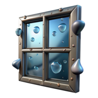 elegant artistic Shattered Window Pane with Rain Drops Transparent Background png