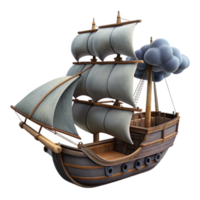 serene rustic Side View Sailing Ship Under Dark Clouds Cutout original png