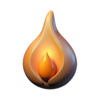 impressive minimalist Single Flame Transparent Background with Realistic Shadow detailed png