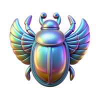 impressive creative Stylized Hologram of Egyptian Scarab Transparent Background original png