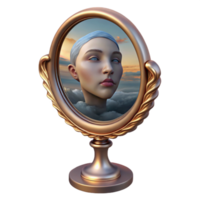 elegant creative Surreal Portrait Reflection in Distorted Mirror Isolated professional png