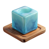 wonderful abstract Translucent Ice Cube Resting on Wooden Shelf Cutout high quality png