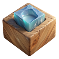 beautiful contemporary Translucent Ice Fragment Embedded in Wooden Block Cutout png