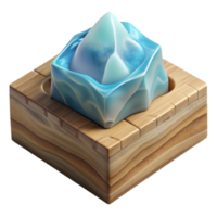elegant vintage Translucent Ice Fragment Embedded in Wooden Block Cutout high resolution png