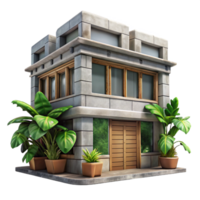 elegant rustic Urban Jungle Building Facade Transparent Background High Angle high resolution png