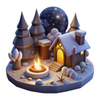 extraordinary rustic Winter Night Embers and Shadows Cutout Element detailed png