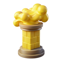 extraordinary rustic Yellow Transparent Smoke Enveloping Brick Column Isolated authentic png