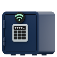 3D Digital Vault Icon with Password Pad and Secure Access Signal png