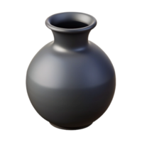 tranquil beautiful Modern ceramic vase, minimalist design, matte black finish, soft lighting, front view, with transparent background,high-resolution product photography premium png