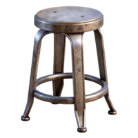 harmonious impressive Industrial metal bar stool, gunmetal finish, distressetexture, studio lighting, front view, isolateon transparent background,high-resolution product photography gallery standard png