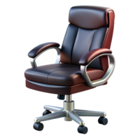 alluring bohemian Rolling office chair, black leather, adjustable height, ergonomic design, studio lighting, side view, isolateon transparent background,high-resolution product photography artisan png