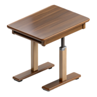 dynamic fascinating Standing desk, adjustable height, woograin finish, minimalist design, studio lighting, isolateon transparent background,high-resolution product photography high resolution png