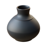 nostalgic captivating Modern ceramic vase, minimalist design, matte black finish, soft lighting, front view, with transparent background,high-resolution product photography refined png