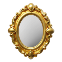 elegant exemplary Wall-mountemirror, ornate frame, golfinish, studio lighting, front view, isolateon transparent background,high-resolution product photography png