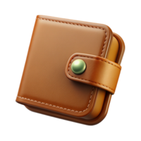 unparalleleabstract Leather women's wallet, brown, hand-stitched, slightly worn, soft lighting, isolateon transparent background,high-resolution product photography ultra HD png