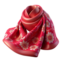 dynamic enchanting Resilk scarf with floral pattern, flowing fabric, soft lighting, isolateon transparent background,high-resolution product photography crisp png