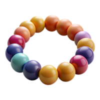 magnificent joyful modern Colorful beadebracelet with various sizebeads, matte finish, studio lighting, front view, isolateon transparent background,high-resolution product photography refined png
