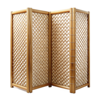 calm dramatic Bamboo room divider, woven panels, natural finish, soft lighting, front view, with transparent background,high-resolution product photography crisp png