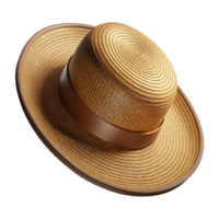 dramatic intense modern Woven straw hat with a wide brim, texturesurface, studio lighting, top-down view, isolateon transparent background,high-resolution product photography high resolution png