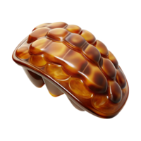 playful enchanting Tortoise shell hair clip with intricate carving, glossy finish, studio lighting, side view, isolateon transparent background,high-resolution product photography premium png