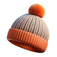 alluring art deco Knittewool beanie with a pompom on top, textureknit pattern, studio lighting, front view, isolateon transparent background,high-resolution product photography top-tier png