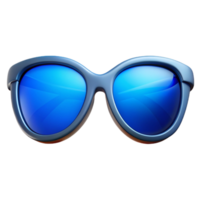 serene urban Pair of polarizesunglasses with blue lenses, reflective surface, studio lighting, front view, isolateon transparent background,high-resolution product photography crisp png