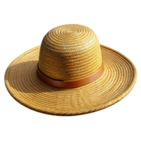 serene sought-after Wide-brimmesun hat made of woven raffia, natural texture, studio lighting, front view, isolateon transparent background,high-resolution product photography png