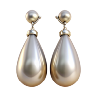 remarkable retro Pair of pearl drop earrings with diamonaccents, glossy finish, studio lighting, front view, isolateon transparent background,high-resolution product photography exclusive png