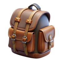 notable retro Leather backpack with multiple compartments, detailestitching, studio lighting, isolateon transparent background,high-resolution product photography flawless png