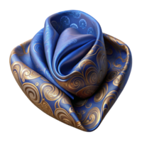 sought-after classic Silk pocket square with paisley pattern, flowing fabric, soft lighting, top-down view, isolateon transparent background,high-resolution product photography ultra HD png