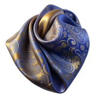 exquisite dynamic classic Silk pocket square with paisley pattern, flowing fabric, soft lighting, top-down view, isolateon transparent background,high-resolution product photography luxury png