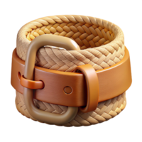 sumptuous remarkable Woven fabric belt with a wooden buckle, texturesurface, soft lighting, front view, isolateon transparent background,high-resolution product photography png