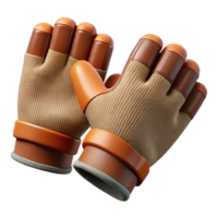 mesmerizing playful mid-century Pair of fingerless gloves with leather accents, knittetexture, soft lighting, top-down view, with transparent background,high-resolution product photography precision png