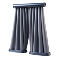 iconic artistic Blackout curtain, dark gray, thick fabric, front view, soft lighting, isolateon transparent background,high-resolution product photography precision png
