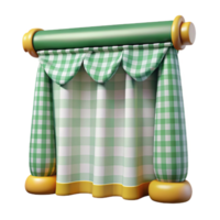 breathtaking celebrateCafe curtain, gingham pattern, ruffleedge, bright lighting, front view, isolateon transparent background,high-resolution product photography png