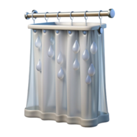 immaculate quintessential Shower curtain, clear plastic, water droplets, studio lighting, front view, isolateon transparent background,high-resolution product photography png