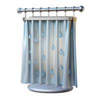 reflective hypnotic Shower curtain, clear plastic, water droplets, studio lighting, front view, isolateon transparent background,high-resolution product photography sharp png