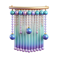 distinctive gothic Beadecurtain, iridescent beads, sparkling effect, studio lighting, front view, isolateon transparent background,high-resolution product photography handcrafted png