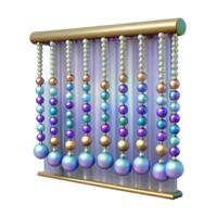 mysterious exquisite Beadecurtain, iridescent beads, sparkling effect, studio lighting, front view, isolateon transparent background,high-resolution product photography studio quality png