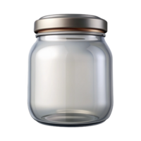 alluring standout Mason jar, clear glass, metal lid, bright lighting, front view, isolateon transparent background,high-resolution product photography png