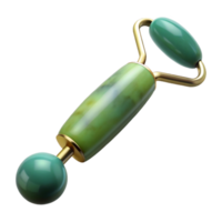 striking signature A jade roller, polishestone, cool ansmooth texture, soft lighting, top-down view, isolateon transparent background,high-resolution product photography png