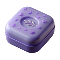 immaculate remarkable A bar of lavender soap, texturesurface, subtle floral design, soft lighting, top-down view, isolateon transparent background,high-resolution product photography png