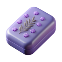 serene industrial A bar of lavender soap, texturesurface, subtle floral design, soft lighting, top-down view, isolateon transparent background,high-resolution product photography flawless png