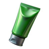 energetic glorious A tube of green tea face mask, metallic finish, partially squeezed, studio lighting, isolateon transparent background,high-resolution product photography museum quality png