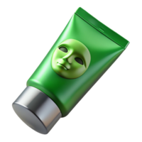 mysterious serene A tube of green tea face mask, metallic finish, partially squeezed, studio lighting, isolateon transparent background,high-resolution product photography gallery standard png