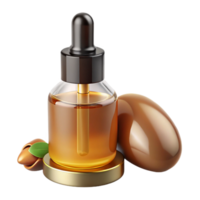 captivating distinguisheA bottle of argan oil, amber glass, dropper applicator, studio lighting, front view, with transparent background,high-resolution product photography png